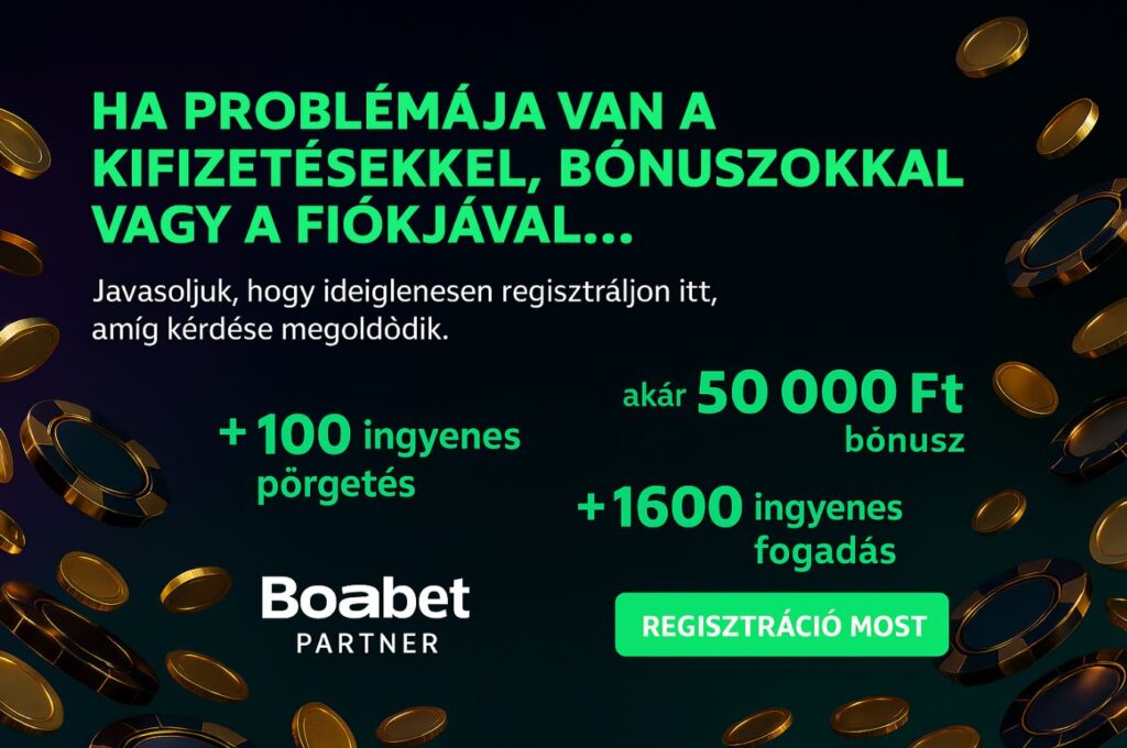 Boabet partner ajánlat – 50 000 Ft bónusz és 100 pörgetés
