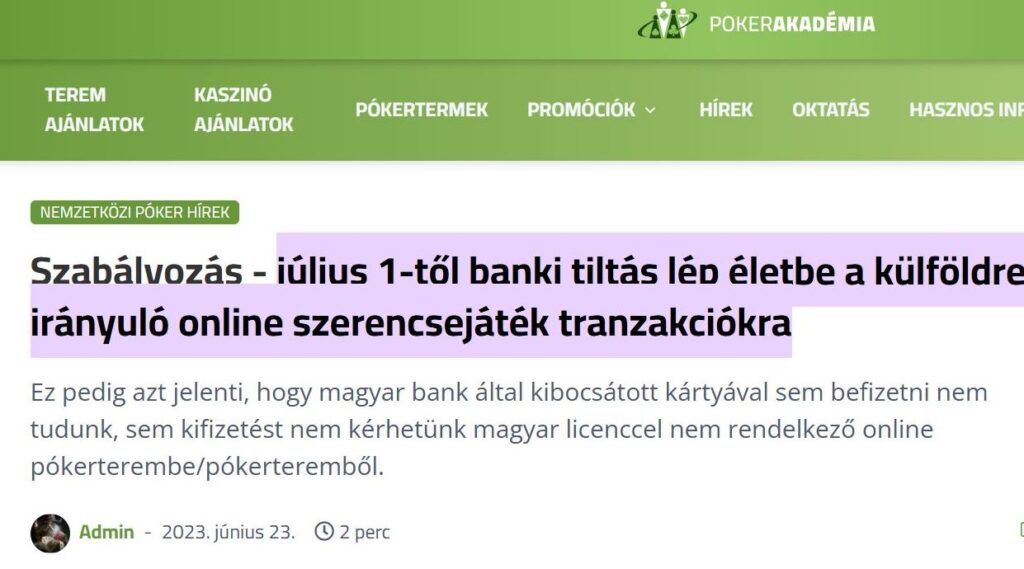 Hír – magyar bank tiltás külföldi tranzakciókra