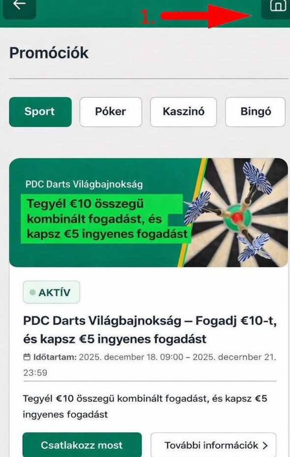 promóciók mobil nézetben – promóciók listája