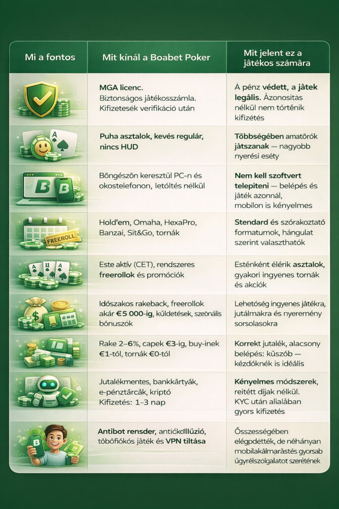 Baobet Póker Információs Táblázat