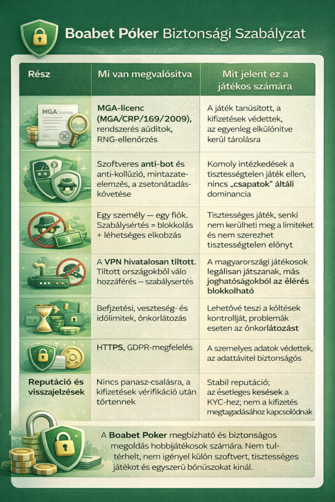 Boabet Póker Biztonsági Szabályzat Infografika